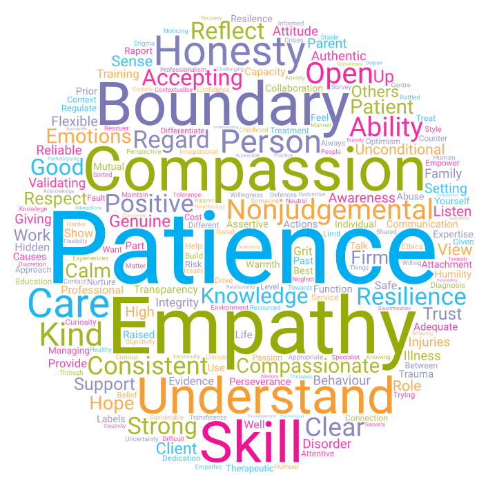 Word cloud of qualities participants identified as being integral