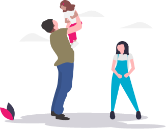 illustration father with children