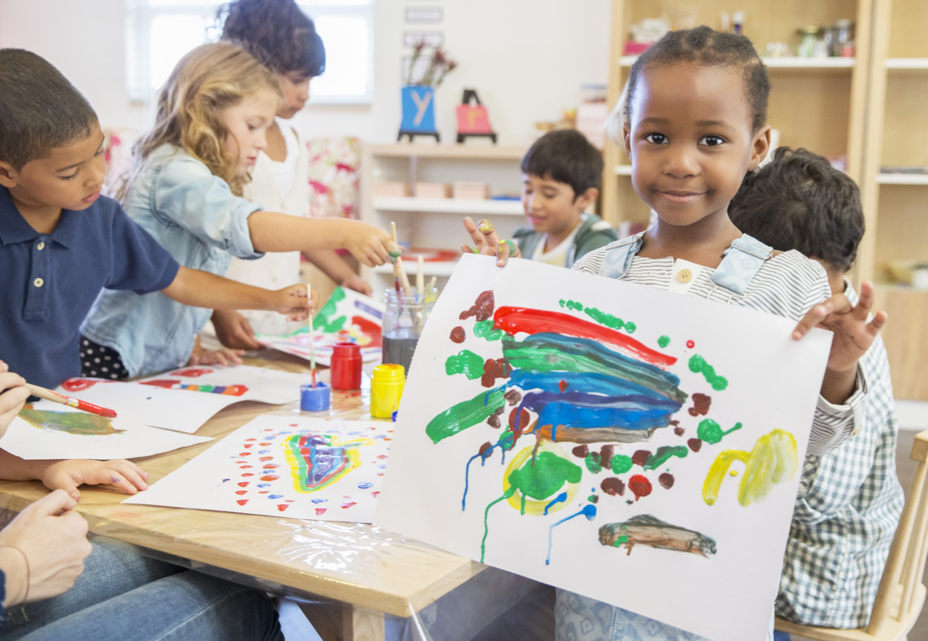 Children doing painting in a kindergarden